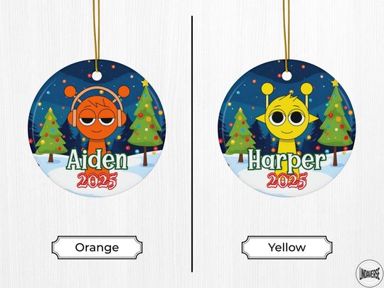 Personalized Sprunki Christmas Ornament: Custom Holiday Tree Decoration, Kids Gift 2025, Two-Sided Quirky Keepsake