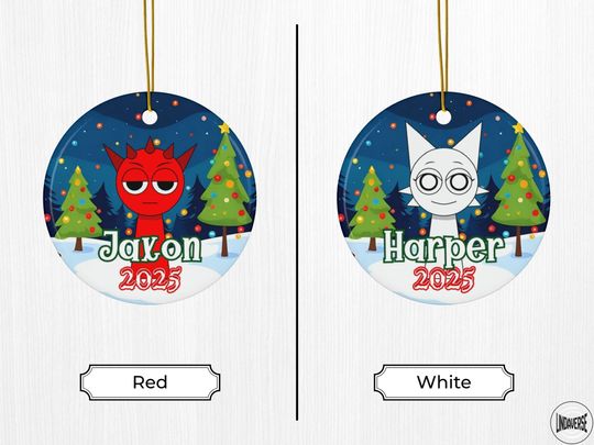 Personalized Sprunki Christmas Ornament: Custom Holiday Tree Decoration, Kids Gift 2025, Two-Sided Quirky Keepsake