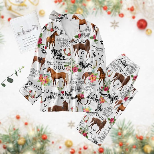 Horse Pajamas Set, Horse Pajamas For Party, Horse Lovers Pajamas, Horse Racing Pajamas, Cowboy Shirt, Horse Lover Gift