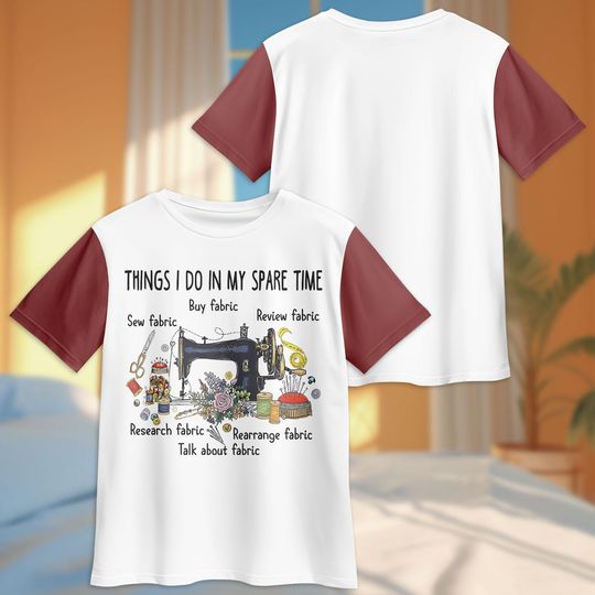 Funny Sewing Lover Shirt Pants Set, Things I Do In My Spare Time Sewing Machine Pajama Set, Sewing Hobby Costume Sleepwear For Women