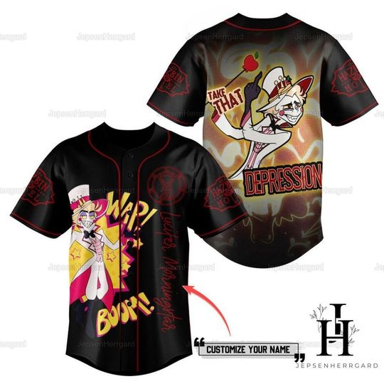 Lucifer Morningstar Baseball Jersey, Hazbin Hotel Baseball Jersey