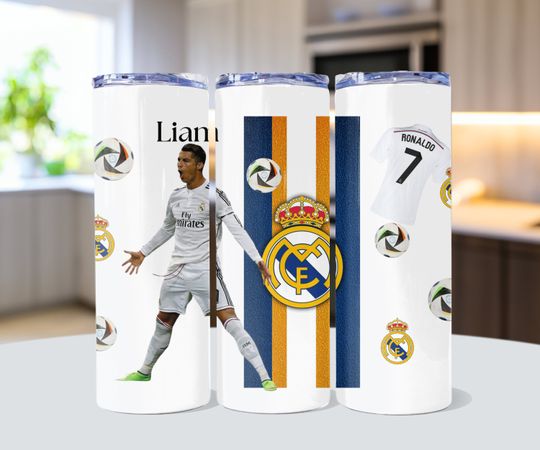 Personalised Ronaldo Real Madrid skinny tumbler