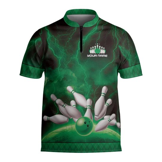 Personalized Bowling Jersey Shirt Custom Bowling Shirt Team Funny Gift For Bowler Player Short Sleeve Button Down Bowling Jersey Gift