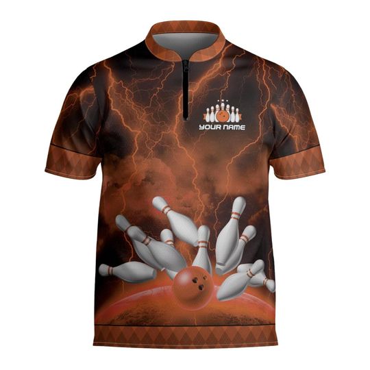 Personalized Bowling Jersey Shirt Custom Bowling Shirt Team Funny Gift For Bowler Player Short Sleeve Button Down Bowling Jersey Gift