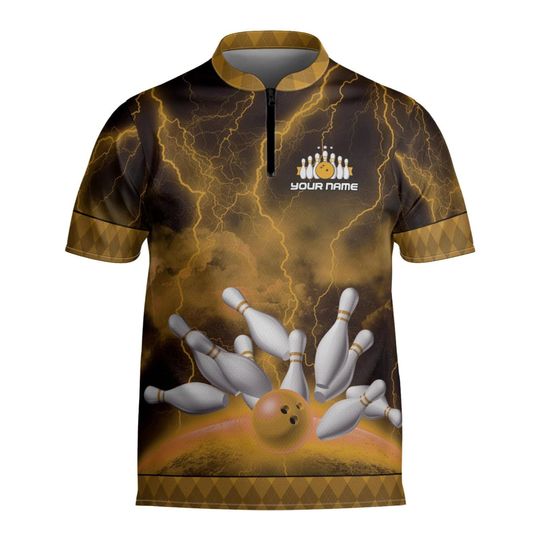 Personalized Bowling Jersey Shirt Custom Bowling Shirt Team Funny Gift For Bowler Player Short Sleeve Button Down Bowling Jersey Gift