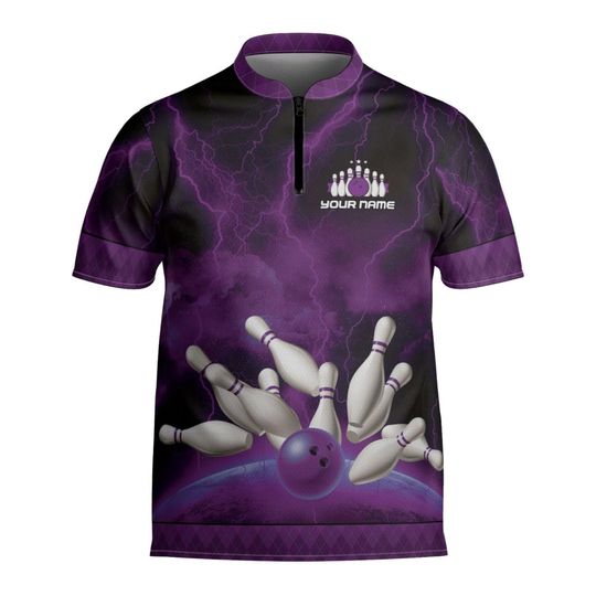 Personalized Bowling Jersey Shirt Custom Bowling Shirt Team Funny Gift For Bowler Player Short Sleeve Button Down Bowling Jersey Gift