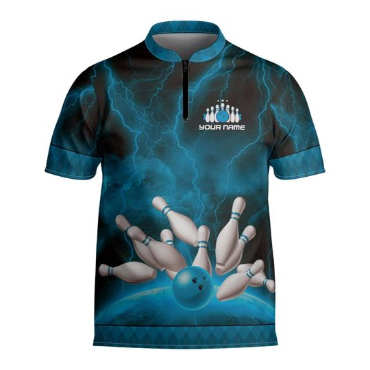 Personalized Bowling Jersey Shirt Custom Bowling Shirt Team Funny Gift For Bowler Player Short Sleeve Button Down Bowling Jersey Gift