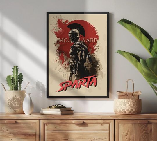 Spartan Warrior Poster Molon Labe Ancient Greece Art Vertical Poster