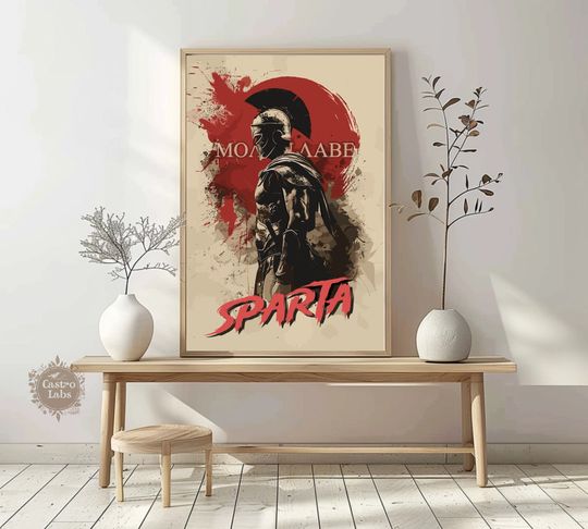Spartan Warrior Poster Molon Labe Ancient Greece Art Vertical Poster