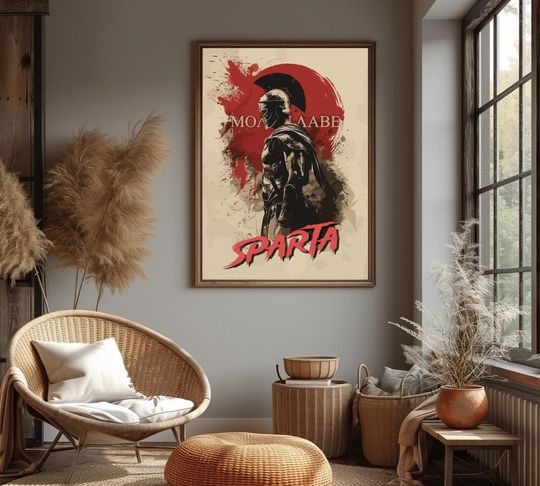 Spartan Warrior Poster Molon Labe Ancient Greece Art Vertical Poster