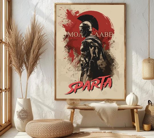 Spartan Warrior Poster Molon Labe Ancient Greece Art Vertical Poster