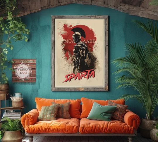 Spartan Warrior Poster Molon Labe Ancient Greece Art Vertical Poster