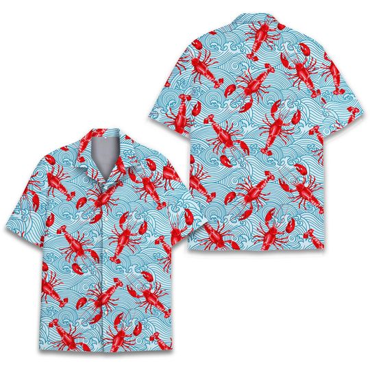 Lobster Hawaiian Shirt, Crawfish Hawaiian Shirt, Summer Holiday Hawaiian Shirt