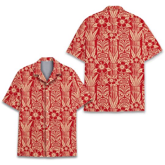 Tiki Hawaiian Shirt Men Women Youth, Tiki Shirt Summer Beach Aloha Hawaiian Shirt