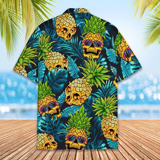 Pineapple Skull Hawaiian Shirt, Skull Shirt Aloha Summer Beach Hawaiian Shirt