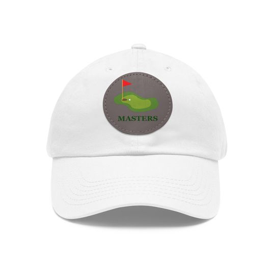 Golf Masters Cap, Dad Hat with Leather Patch - Dad Gift - Father's Day Gift