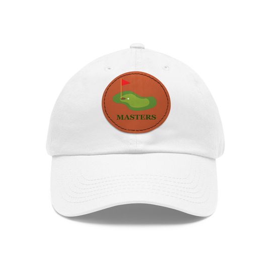 Golf Masters Cap, Dad Hat with Leather Patch - Dad Gift - Father's Day Gift