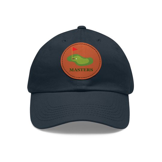 Golf Masters Cap, Dad Hat with Leather Patch - Dad Gift - Father's Day Gift
