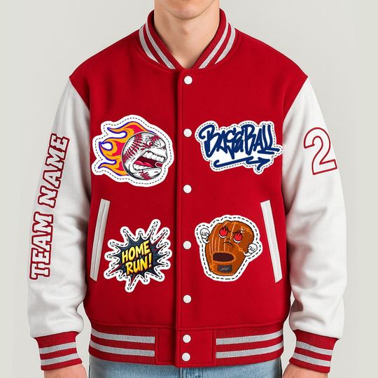 Personalized Varsity Baseball Jacket: Custom Name, Team, Number