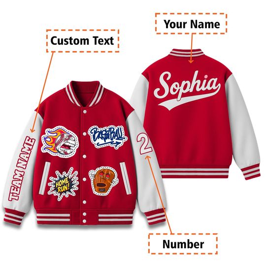 Personalized Varsity Baseball Jacket: Custom Name, Team, Number