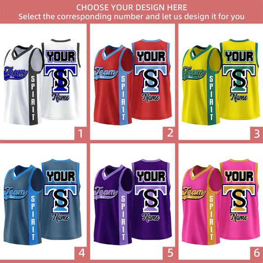 Custom Basketball Jersey - Personalized Sports Team Uniform, Heat Pressed, Custom Name & Number - White with Bold Team Spirit Design