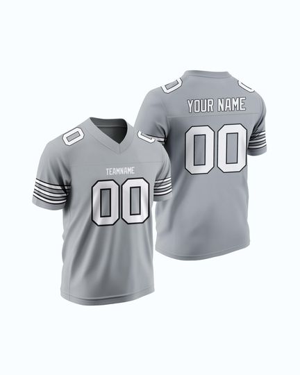 Custom Grey Rugby Jersey with Triple Thin Stripes | Personalized Embroidery | Add Team Name, Number & Player Name | Subtle Style  Embroidery