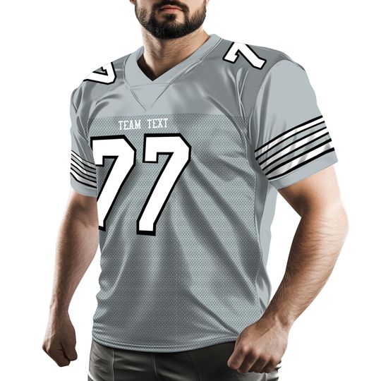 Custom Grey Rugby Jersey with Triple Thin Stripes | Personalized Embroidery | Add Team Name, Number & Player Name | Subtle Style  Embroidery
