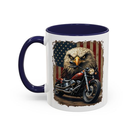 Bald Eagle Motorcycle Mug | Accent Coffee Mug