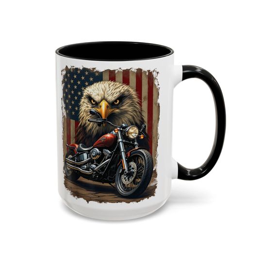 Bald Eagle Motorcycle Mug | Accent Coffee Mug