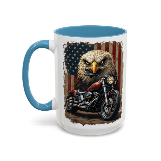Bald Eagle Motorcycle Mug | Accent Coffee Mug