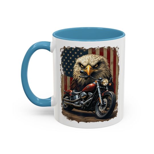 Bald Eagle Motorcycle Mug | Accent Coffee Mug