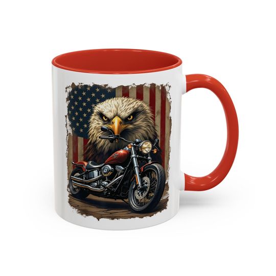 Bald Eagle Motorcycle Mug | Accent Coffee Mug