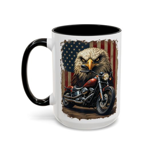 Bald Eagle Motorcycle Mug | Accent Coffee Mug