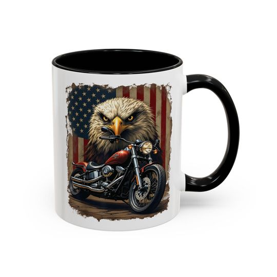 Bald Eagle Motorcycle Mug | Accent Coffee Mug
