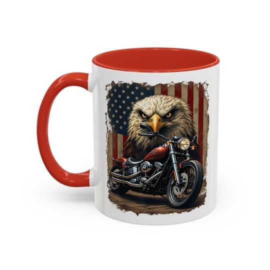 Bald Eagle Motorcycle Mug | Accent Coffee Mug