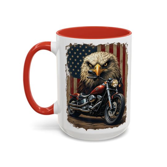 Bald Eagle Motorcycle Mug | Accent Coffee Mug