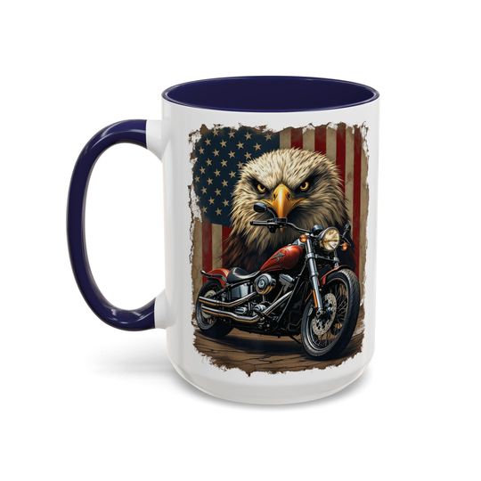 Bald Eagle Motorcycle Mug | Accent Coffee Mug
