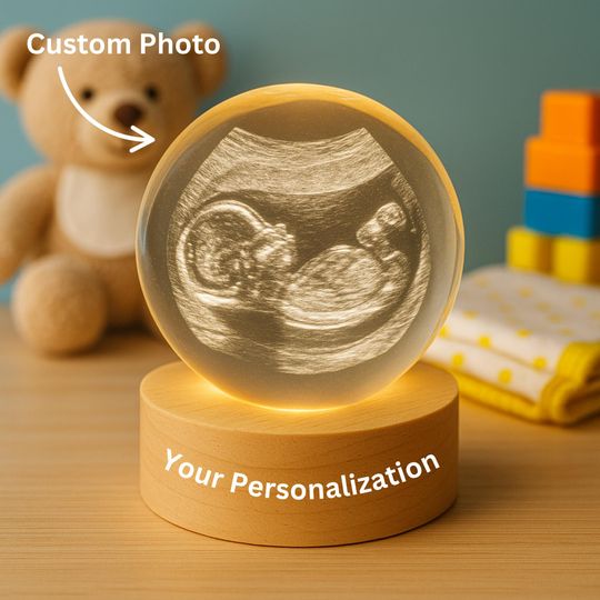 Custom Crystal Ultrasound Lamp: 3D Baby Sonogram Night Light