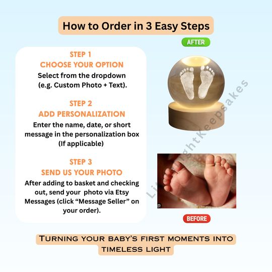 Custom Baby Feet Crystal Lamp: Personalized Sonogram Keepsake