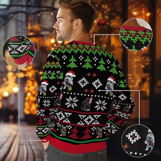 Star Wars Mandalorian Ugly Christmas Sweater, Fun Holiday Gift for Men and Women