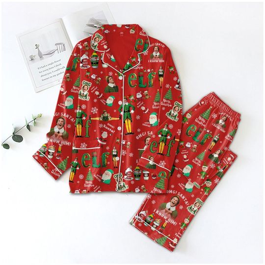 Elf Christmas Pajamas Set, Buddy Elf Xmas Family Pajamas, Movie Christmas Matching Pajamas, Holiday Gift