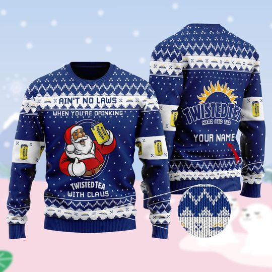 Personalized Twisted Tea Christmas Sweater, Tea Party Holiday Sweater