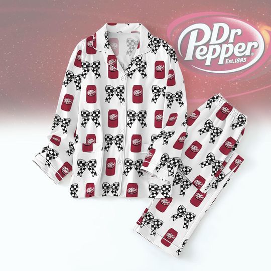 Dr Pepper Coquette Bow Pajamas Set, Diet Dr Pepper Pajamas , Drinking Womens Pajamas