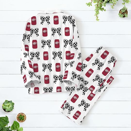 Dr Pepper Coquette Bow Pajamas Set, Diet Dr Pepper Pajamas , Drinking Womens Pajamas