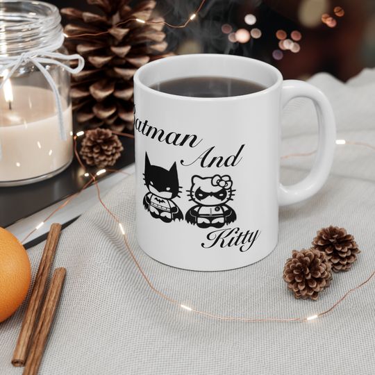 His and Hers Batman And Hello Kitty Mug