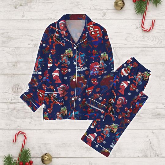 Spiderman Christmas Pajamas Set, Marvel Xmas Pajamas, Avengers Pajamas Set, Superhero Holiday Pajamas, Christmas Party Gift