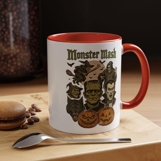 Monster Mash Retro Halloween Mug, Retro Witch, Monsters For Halloween, Spooky Mug
