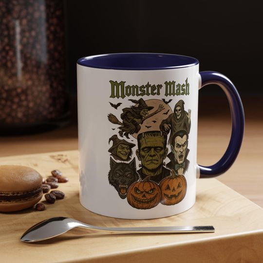 Monster Mash Retro Halloween Mug, Retro Witch, Monsters For Halloween, Spooky Mug