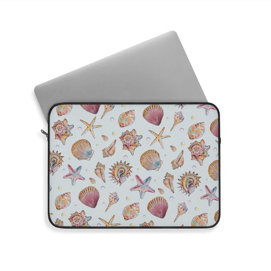 Seashell Laptop Sleeve, Coastal Chic Design for Beach Lovers, MacBook Sleeve, Cute Bag
