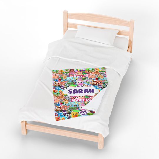 Adopt Me Roblox Characters Velveteen Plush Blanket with Personalized Name